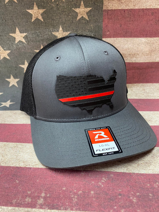USA Thin Line Leather Patch Hat