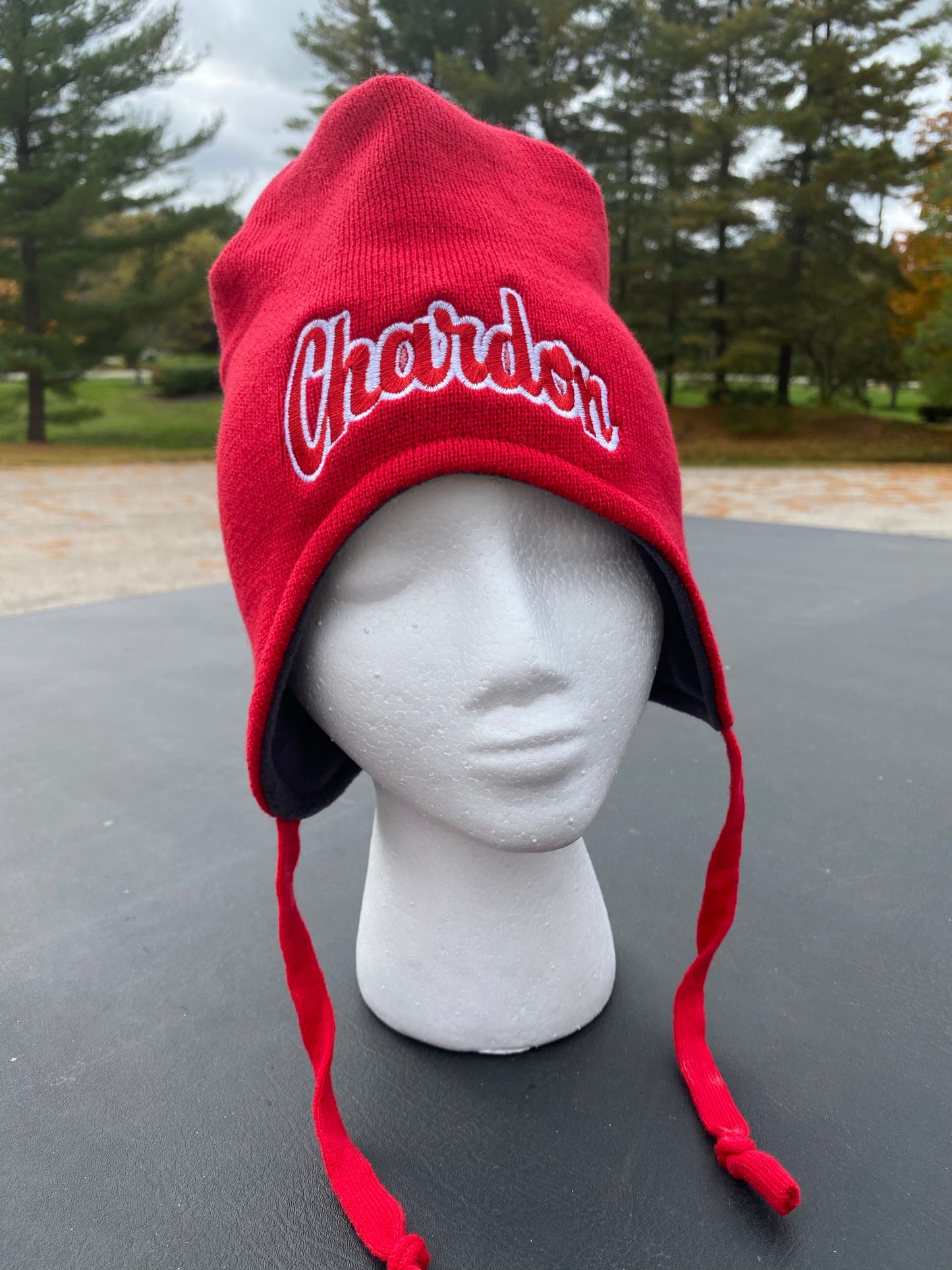 Embroidered Red Richardson Snow Hat with Chardon Logo