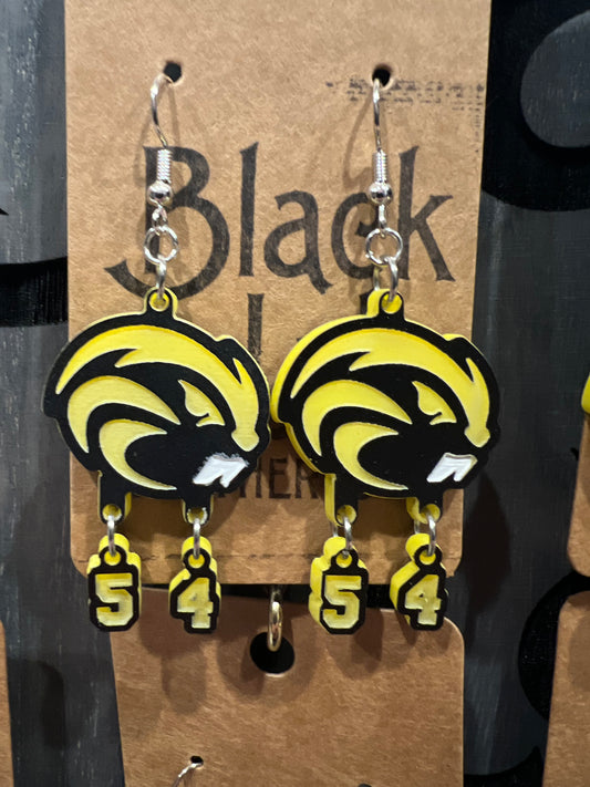 Riverside Beavers Earrings Double Number